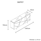 Buffet Sideboard Colour Ceramic Top MDF in Glossy White Gold Colour - 45-Degree Angle