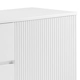 Buffet Ceramic Table Top MDF Cabinet Storage Stainless Steel In White - Side View