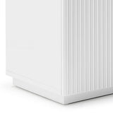 Buffet Ceramic Table Top MDF Cabinet Storage Stainless Steel In White - 45-Degree Angle