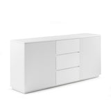 Buffet Ceramic Table Top MDF Cabinet Storage Stainless Steel In White - Front View