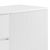Buffet Ceramic Table Top MDF Cabinet Storage Stainless Steel In White - Top-Down View