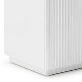 Buffet Ceramic Table Top MDF Cabinet Storage Stainless Steel In White - Rear View