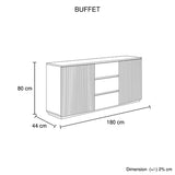 Buffet Ceramic Table Top MDF Cabinet Storage Stainless Steel In White - Close-Up Angle