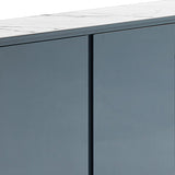 Buffet MDF Glossy Surface Ceramic Top Dark Blue Storage Cabinet - Top-Down View