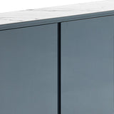 Buffet MDF Glossy Surface Ceramic Top Dark Blue Storage Cabinet - Top-Down View