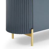 Buffet MDF Glossy Surface Ceramic Top Dark Blue Storage Cabinet - 45-Degree Angle