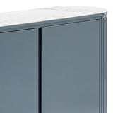Buffet MDF Glossy Surface Ceramic Top Dark Blue Storage Cabinet - Rear View