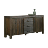 Buffet Sideboard in Chocolate Colour Constructed with Solid Acacia Wooden Frame Storage Cabinet with Drawers - Front View