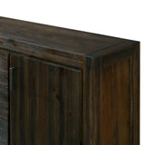 Buffet Sideboard in Chocolate Colour Constructed with Solid Acacia Wooden Frame Storage Cabinet with Drawers - Side View
