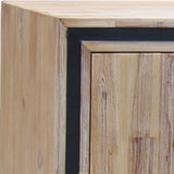 Buffet Sideboard in Silver Brush Colour with Solid Acacia & Veneer Wooden Frame Storage Cabinet with Drawers - Front View