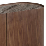 Buffet MDF Melamine Interior Storage In Dark Walnut colour - 45-Degree Angle