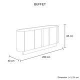 Buffet MDF Melamine Interior Storage In Dark Walnut colour - Close-Up Angle