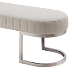 Hilda Bench Chair Air Leather Padded Upholstered Seat Polished Stainless Steel Feet - Top-Down View