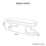 Hilda Bench Chair Air Leather Padded Upholstered Seat Polished Stainless Steel Feet - 45-Degree Angle