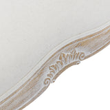 Oak Wood Linen Fabric Beige White Washed Finish Bench Chair - Rear View