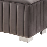 Mercer Bench Chair Fabric Padded Upholstered Seat Polished Stainless Steel Feet - Top-Down View