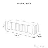 Mercer Bench Chair Fabric Padded Upholstered Seat Polished Stainless Steel Feet - 45-Degree Angle