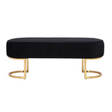 Noori Bench Chair Black Velvet - Front View