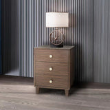 Bedside Table MDF 3 Drawers Side Table Night Stand Storage in Brown Colour - Front View