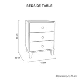 Bedside Table MDF 3 Drawers Side Table Night Stand Storage in Brown Colour