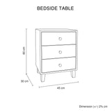 Bedside Table MDF 3 Drawers Side Table Night Stand Storage in Brown Colour - Top-Down View