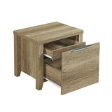 Bedside Table 2 drawers Storage Table Night Stand MDF in Oak - Side View