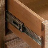 Bedside Table 2 drawers Night Stand in Solid Acacia Wood Oak Colour - Side View