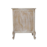 Bedside Table Oak Wood Plywood Veneer White Washed Finish Storage Drawers - Close-Up Angle
