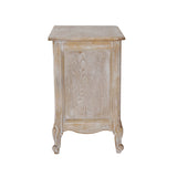 Bedside Table Oak Wood Plywood Veneer White Washed Finish Storage Drawers - Low Angle