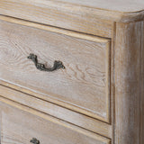 Bedside Table Oak Wood Plywood Veneer White Washed Finish Storage Drawers - Extra Image
