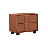 Louis Bedside Table MDF With PU Leather Wooden Legs - Front View