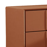 Louis Bedside Table MDF With PU Leather Wooden Legs - Side View