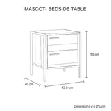 Bedside Table 2 drawers Night Stand Particle Board Construction in Oak Colour - Close-Up Angle