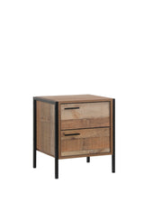 Bedside Table 2 drawers Night Stand Particle Board Construction in Oak Colour - Side View