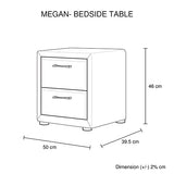 Bedside Table 2 drawers Night Stand Upholstery Fabric Storage in Light Grey Colour - Rear View