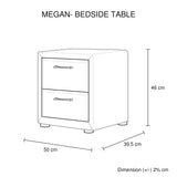 Bedside Table 2 drawers Night Stand Upholstery Fabric Storage in Light Grey Colour - Rear View