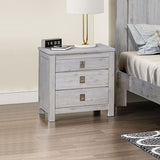 Bedside Table 2 drawers Night Stand Solid Acacia Storage in White Ash Colour - Close-Up Angle