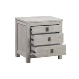 Bedside Table 2 drawers Night Stand Solid Acacia Storage in White Ash Colour - Front View