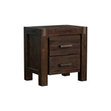 Bedside Table 2 drawers Night Stand Solid Wood Acacia Storage in Chocolate Colour - Front View