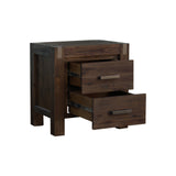 Bedside Table 2 drawers Night Stand Solid Wood Acacia Storage in Chocolate Colour - 45-Degree Angle
