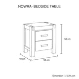 Bedside Table 2 drawers Night Stand Solid Wood Acacia Storage in Chocolate Colour - Extra Image