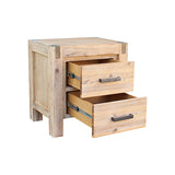 Bedside Table 2 drawers Night Stand Solid Wood Acacia Oak Colour - Side View