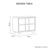 Prado Bedside Table MDF Construction Fabric Upholstery Iron Feet