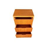 Bedside Table MDF Brown Colour Waveform Design Three Drawers - Side View