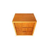 Bedside Table MDF Brown Colour Waveform Design Three Drawers - Top-Down View