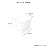 Bedside Table MDF Brown Colour Waveform Design Three Drawers - Rear View