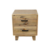 Bedside Table 2 drawers Night Stand Solid Wood Storage Light Brown Colour - Front View