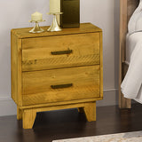 Bedside Table 2 drawers Night Stand Solid Wood Storage Light Brown Colour - Front View
