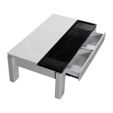 Coffee Table High Gloss Finish Lift Up Top MDF Black & White Colour Interior Storage - Side View