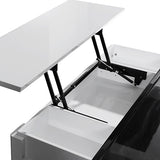 Coffee Table High Gloss Finish Lift Up Top MDF Black & White Colour Interior Storage - Top-Down View